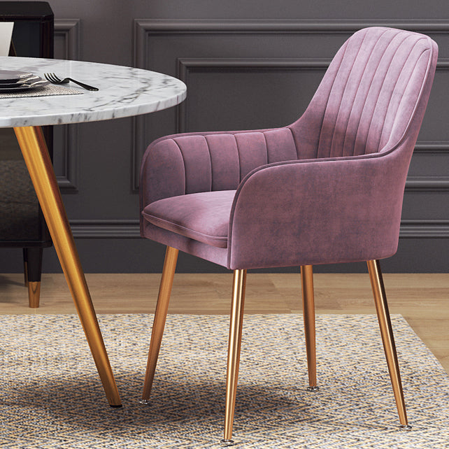 Fauteuil de salle à manger rembourré avec pieds en métal (Ensemble de 2)