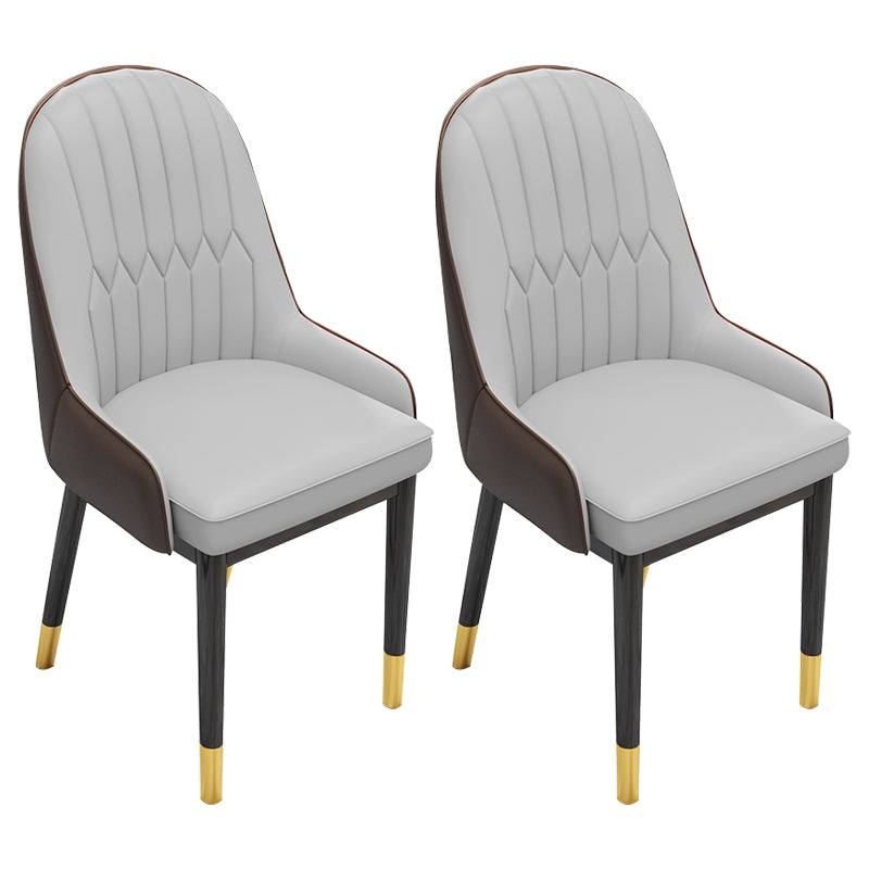 Silla lateral casera escandinava Silla de comedor con respaldo sólido tapizada de metal