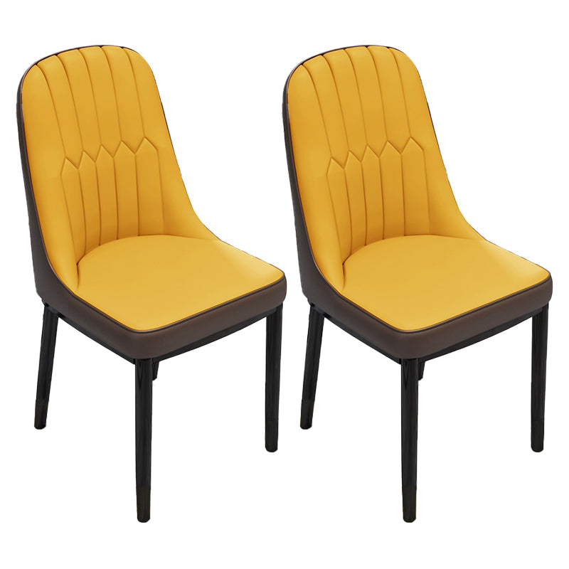 Silla lateral casera escandinava Silla de comedor con respaldo sólido tapizada de metal
