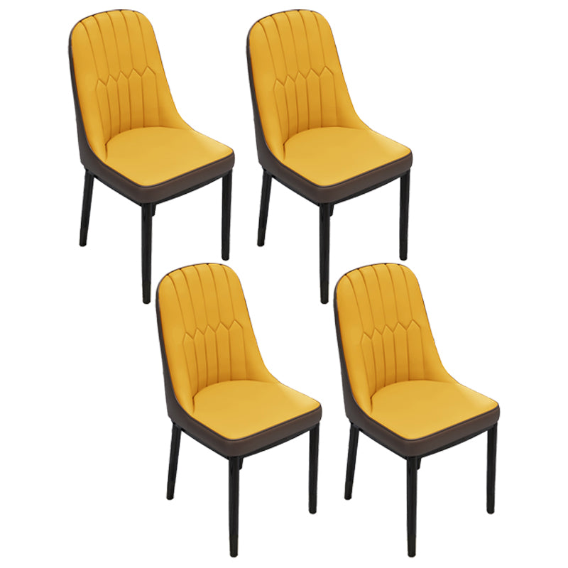 Silla lateral casera escandinava Silla de comedor con respaldo sólido tapizada de metal