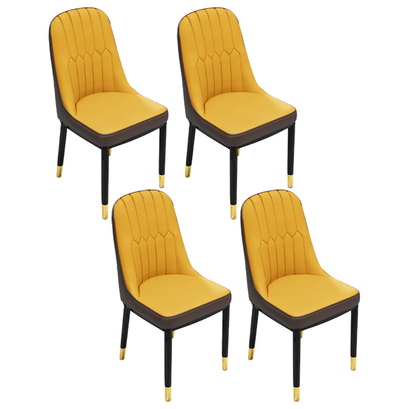 Silla lateral casera escandinava Silla de comedor con respaldo sólido tapizada de metal