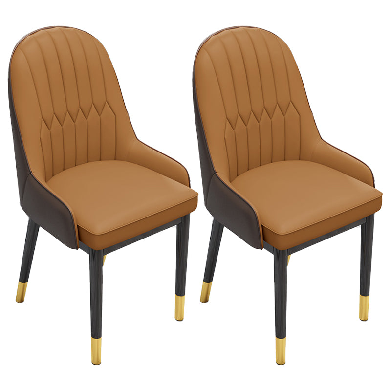 Silla lateral casera escandinava Silla de comedor con respaldo sólido tapizada de metal