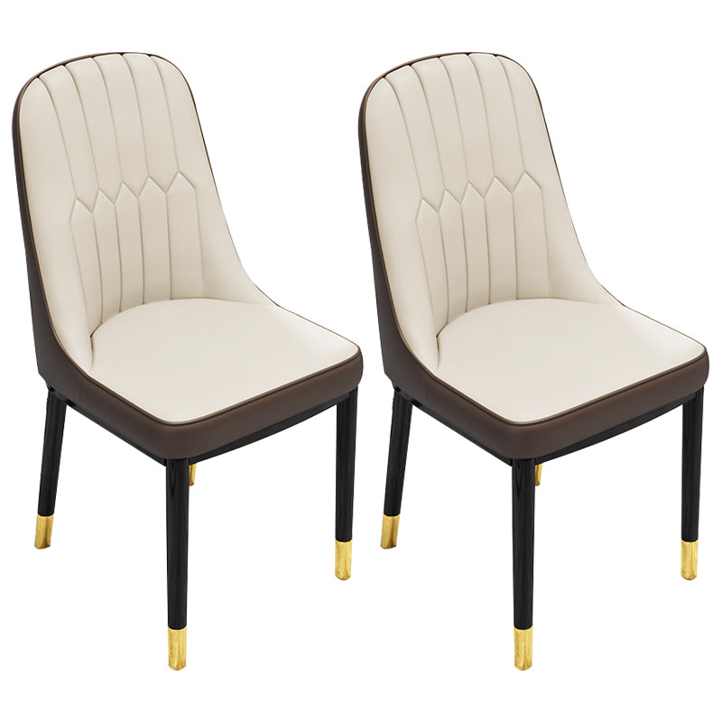 Silla lateral casera escandinava Silla de comedor con respaldo sólido tapizada de metal