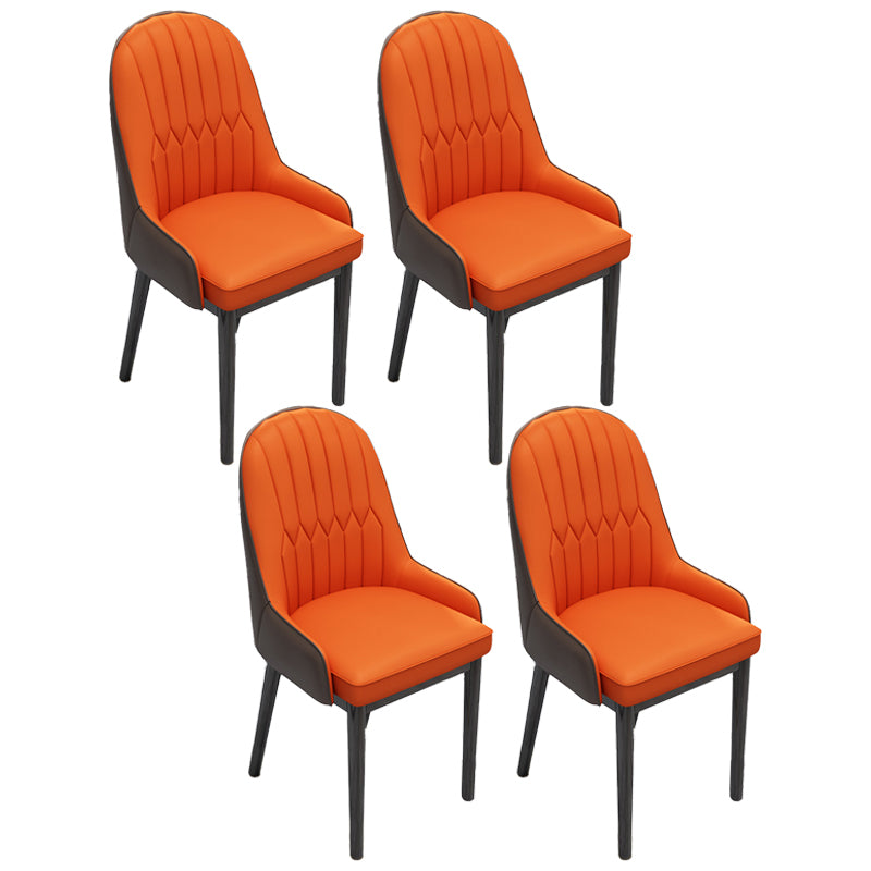 Silla lateral casera escandinava Silla de comedor con respaldo sólido tapizada de metal