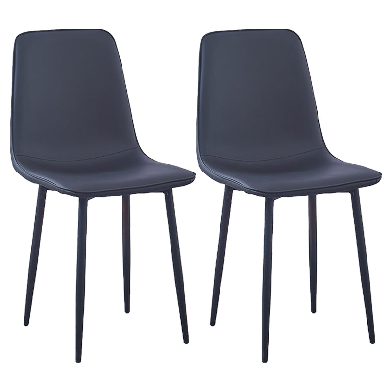 Sillas de comedor de metal contemporáneas sin brazos Sillas de comedor de cuero PU (juego de 2)