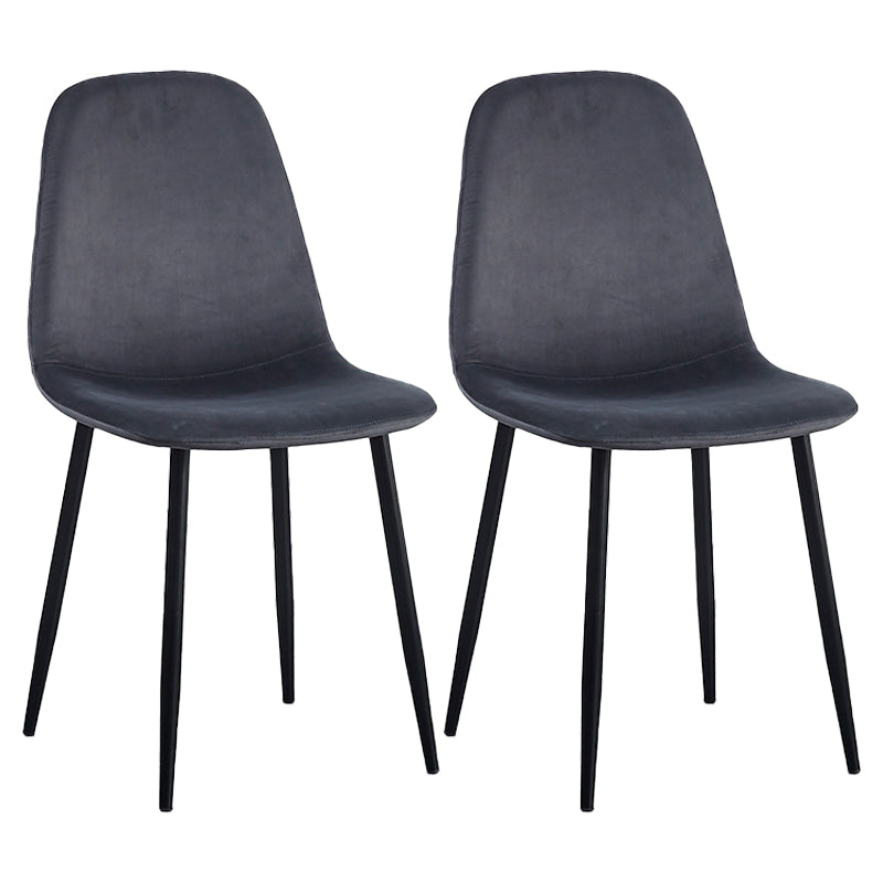 Sillas de comedor de metal contemporáneas sin brazos Sillas de comedor de cuero PU (juego de 2)
