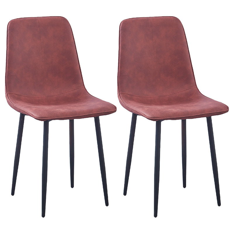 Sillas de comedor de metal contemporáneas sin brazos Sillas de comedor de cuero PU (juego de 2)