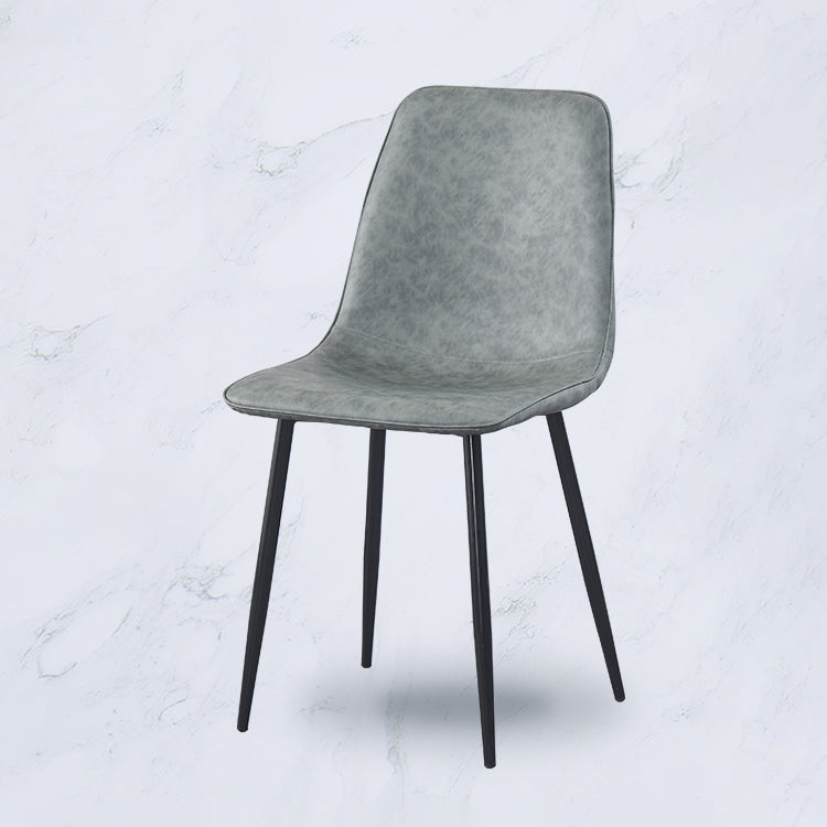Sillas de comedor de metal contemporáneas sin brazos Sillas de comedor de cuero PU (juego de 2)