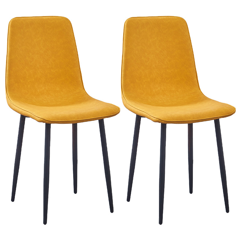 Sillas de comedor de metal contemporáneas sin brazos Sillas de comedor de cuero PU (juego de 2)