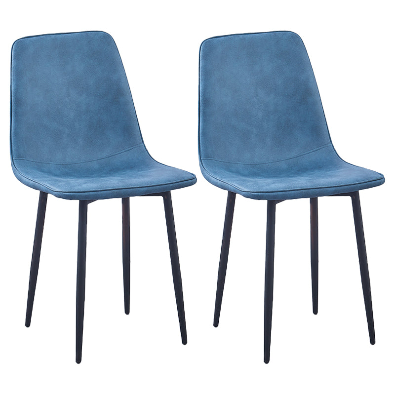 Sillas de comedor de metal contemporáneas sin brazos Sillas de comedor de cuero PU (juego de 2)