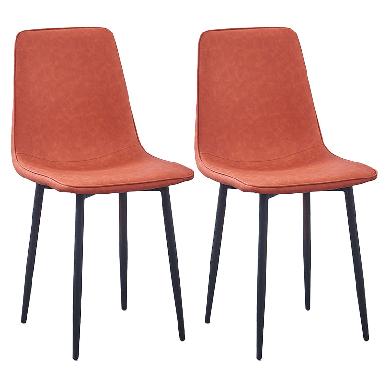 Sillas de comedor de metal contemporáneas sin brazos Sillas de comedor de cuero PU (juego de 2)