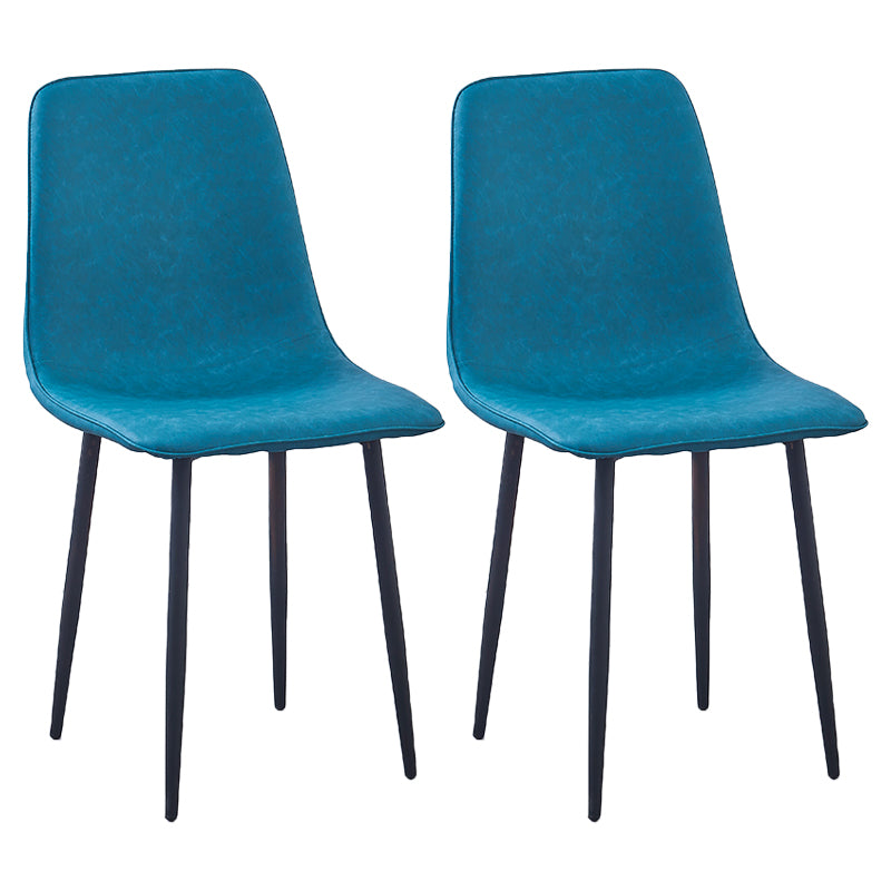 Sillas de comedor de metal contemporáneas sin brazos Sillas de comedor de cuero PU (juego de 2)