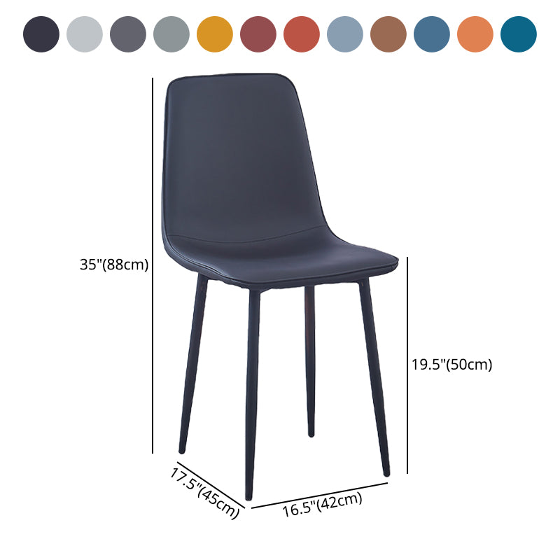 Sillas de comedor de metal contemporáneas sin brazos Sillas de comedor de cuero PU (juego de 2)