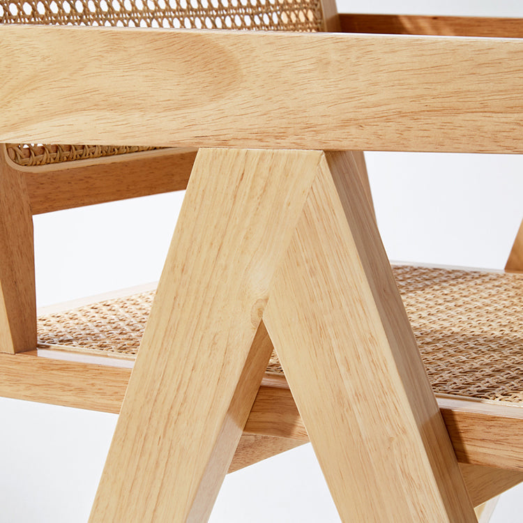 Modern Style Solid Rubberwood Chair Set Open Back Arm Dining Room Chairs