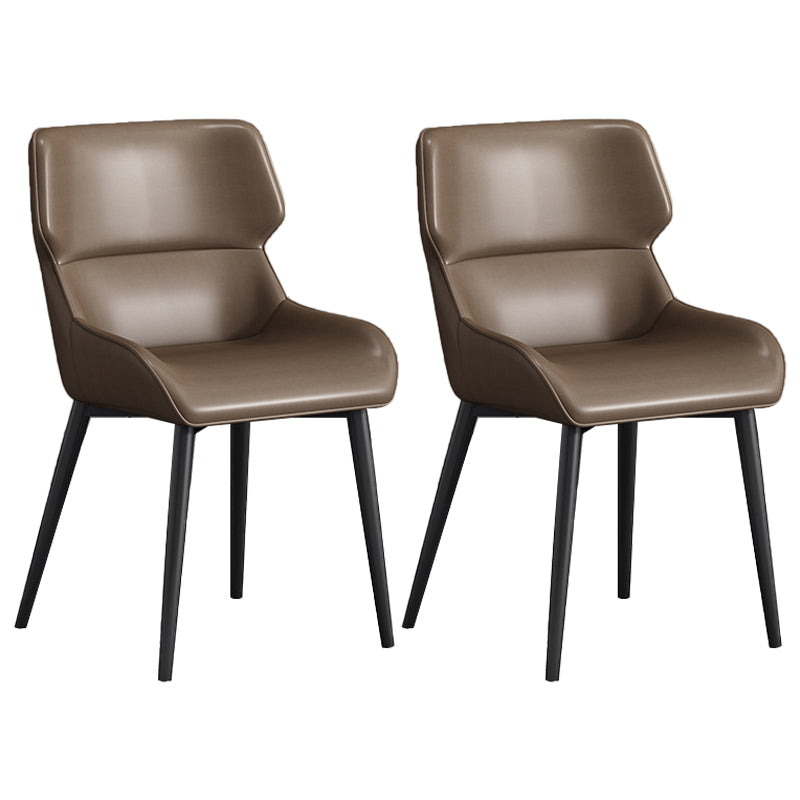 Sillas de comedor de metal contemporáneas con respaldo Parsons para uso doméstico (juego de 2)