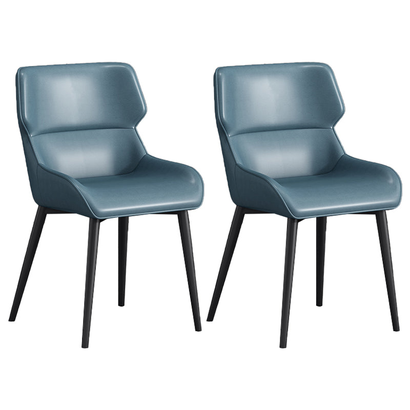 Sillas de comedor de metal contemporáneas con respaldo Parsons para uso doméstico (juego de 2)