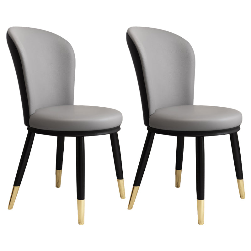 Silla lateral casera escandinava Silla de comedor tapizada con respaldo de metal