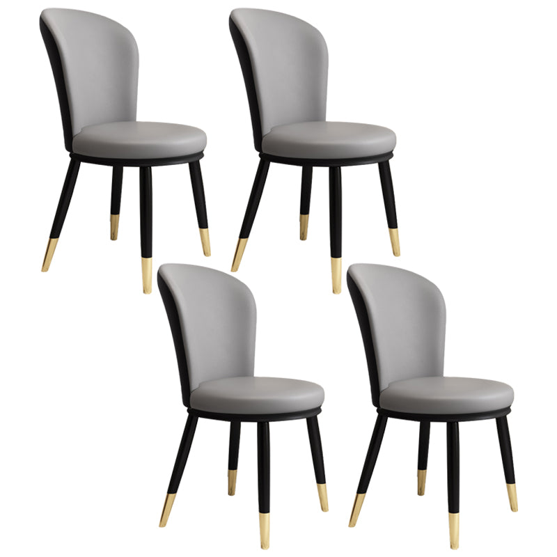 Silla lateral casera escandinava Silla de comedor tapizada con respaldo de metal