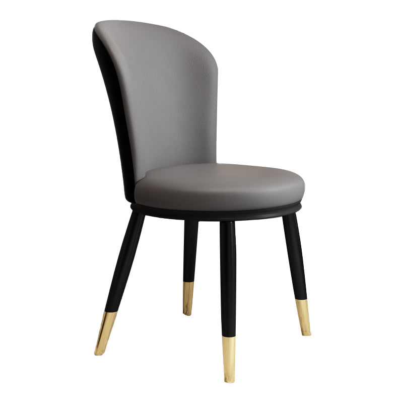 Silla lateral casera escandinava Silla de comedor tapizada con respaldo de metal