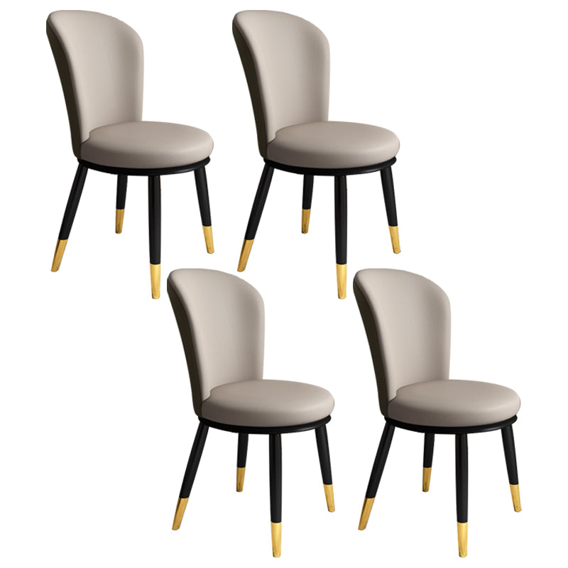 Silla lateral casera escandinava Silla de comedor tapizada con respaldo de metal