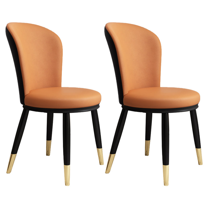 Silla lateral casera escandinava Silla de comedor tapizada con respaldo de metal