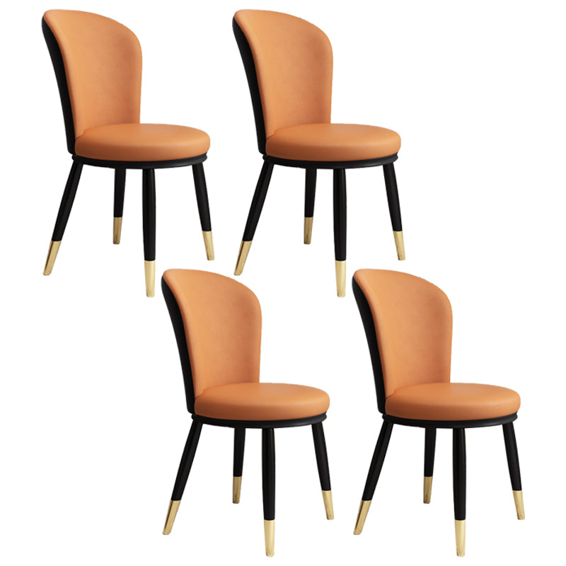 Silla lateral casera escandinava Silla de comedor tapizada con respaldo de metal