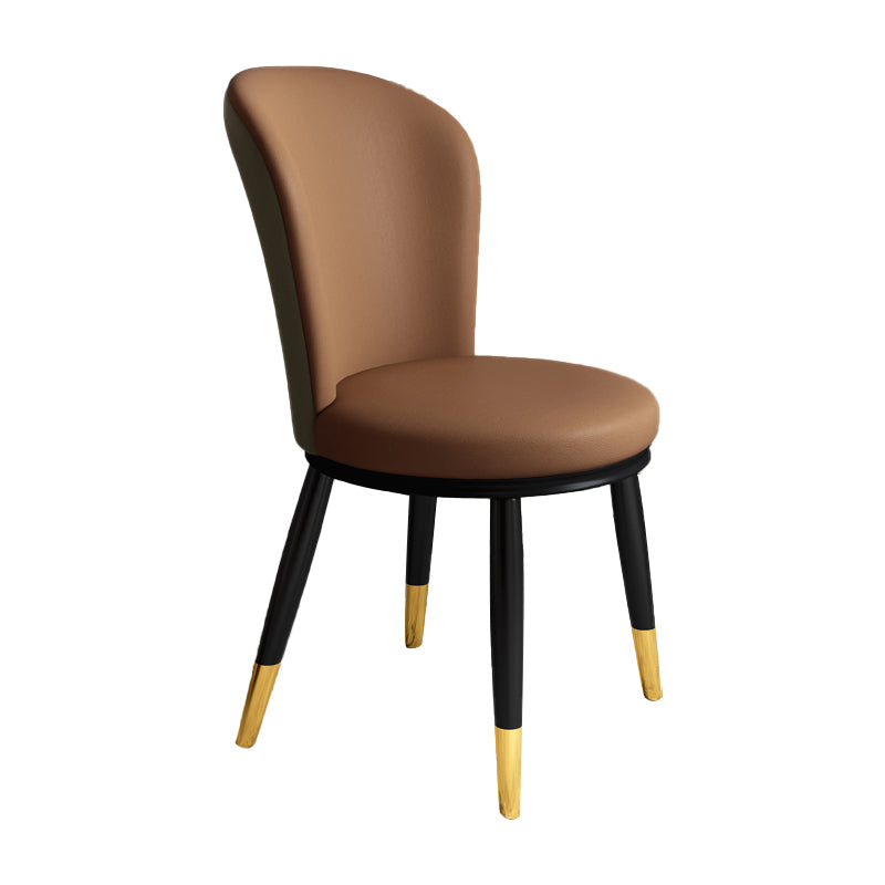 Silla lateral casera escandinava Silla de comedor tapizada con respaldo de metal