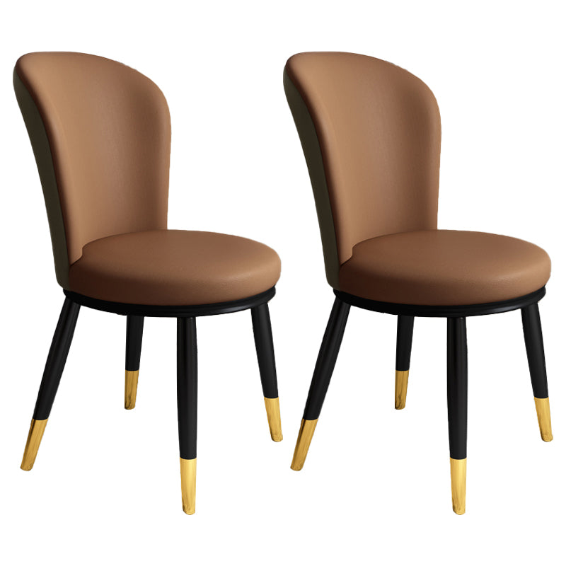 Silla lateral casera escandinava Silla de comedor tapizada con respaldo de metal