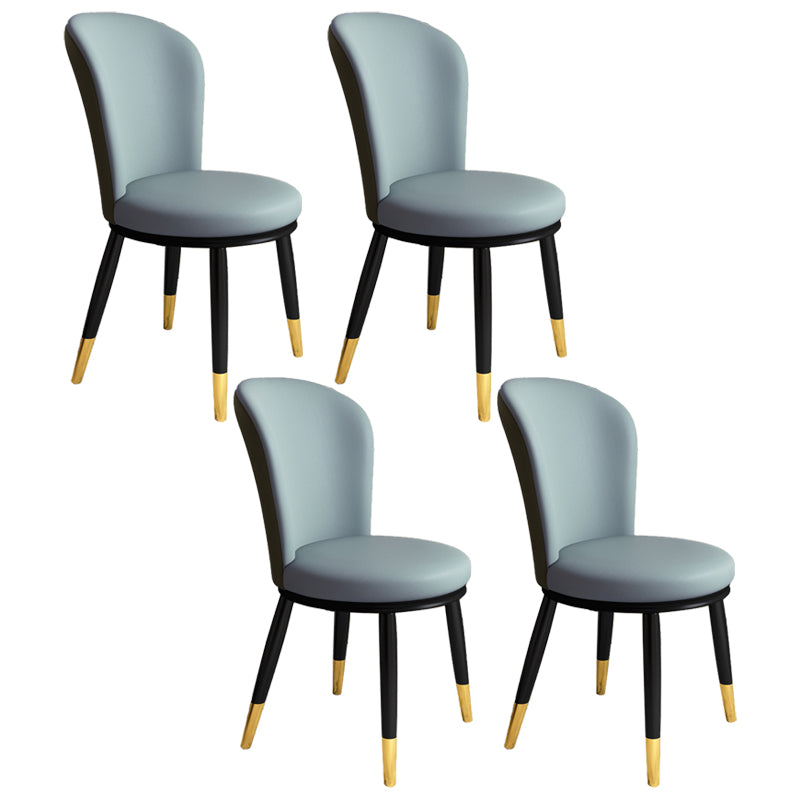 Silla lateral casera escandinava Silla de comedor tapizada con respaldo de metal