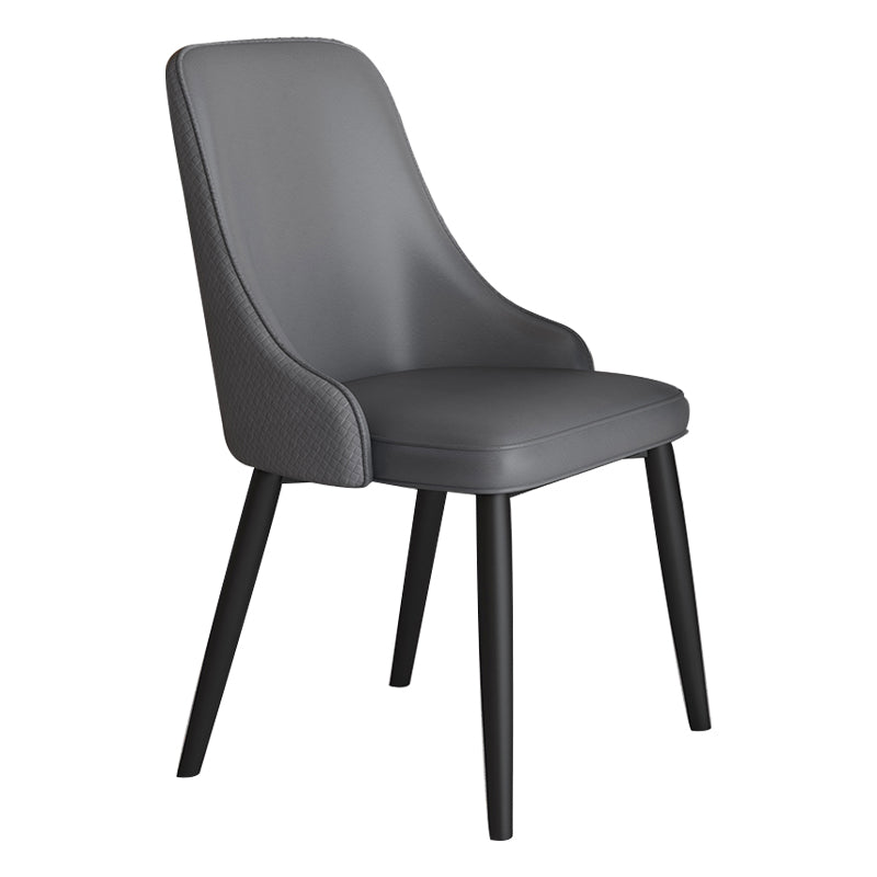 Silla lateral casera escandinava Silla de comedor tapizada con respaldo de metal