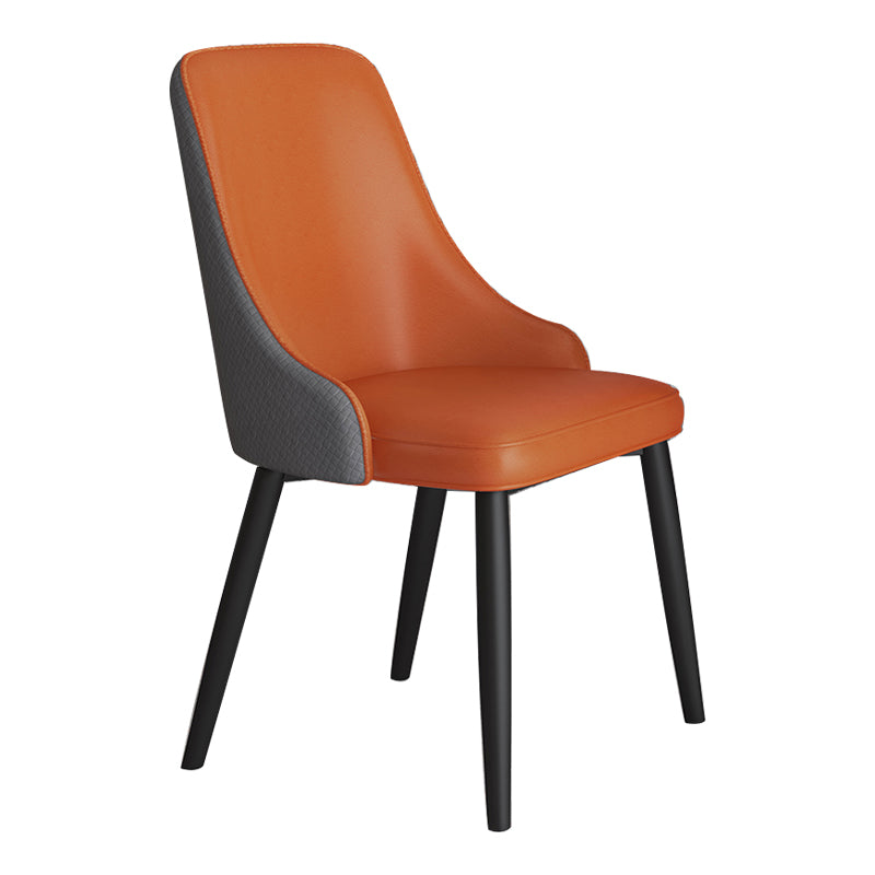 Silla lateral casera escandinava Silla de comedor tapizada con respaldo de metal