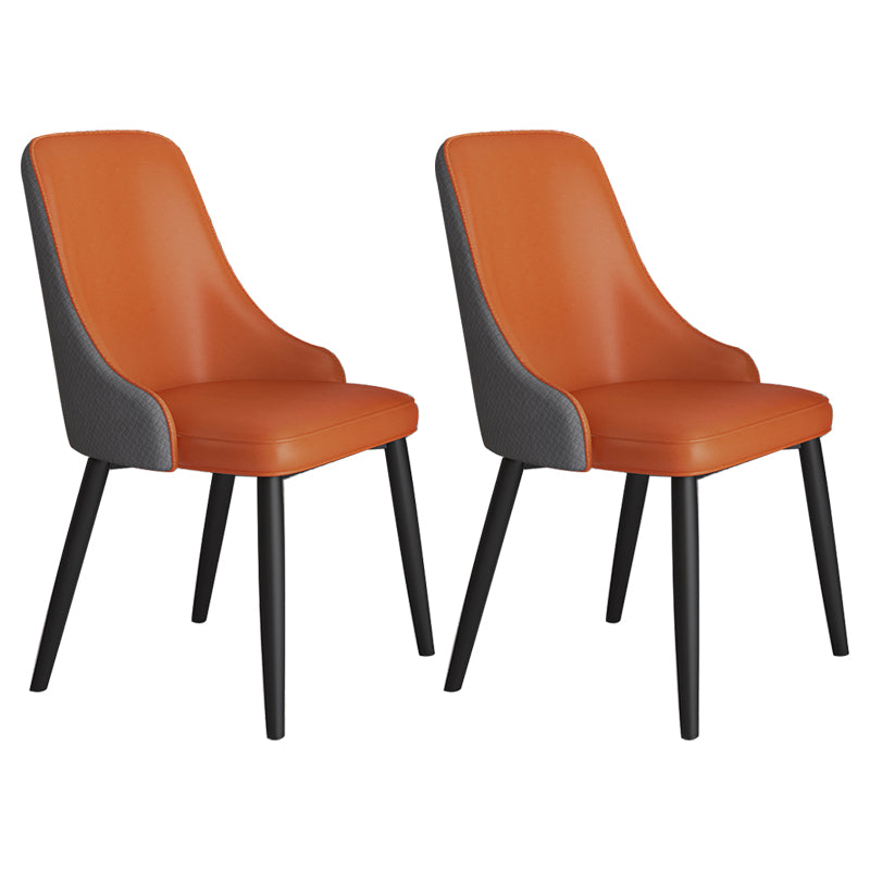 Silla lateral casera escandinava Silla de comedor tapizada con respaldo de metal