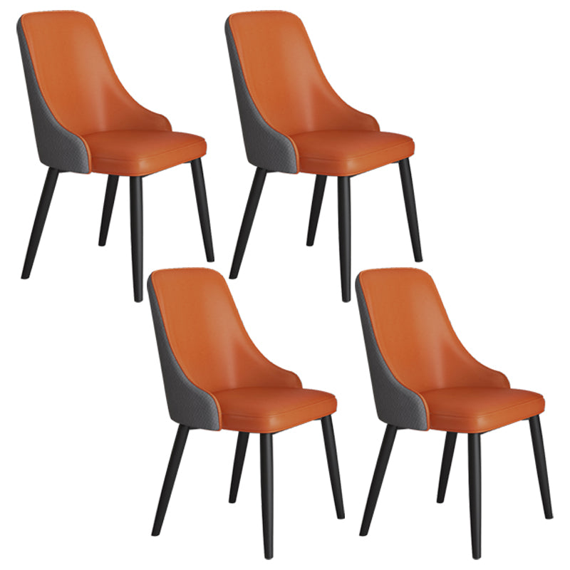 Silla lateral casera escandinava Silla de comedor tapizada con respaldo de metal