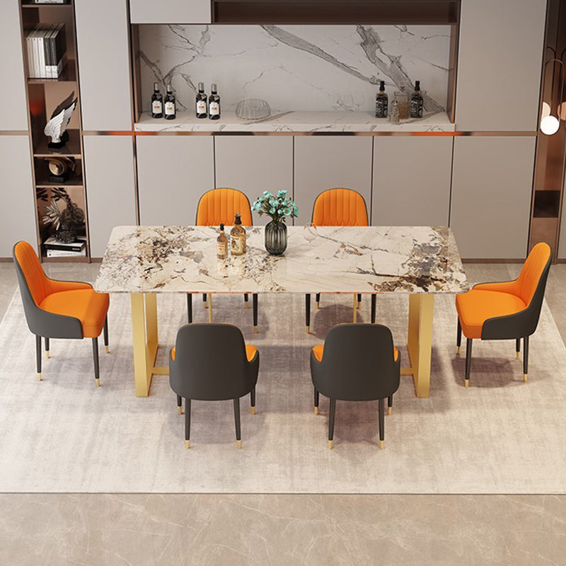Metal Mesa Rectangular de Luxury Metal Mesa de interior de piedra sinterizada con base de trineo