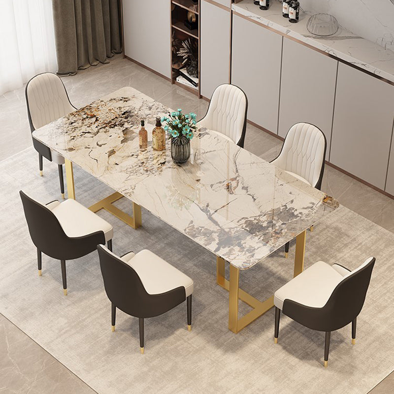 Metal Mesa Rectangular de Luxury Metal Mesa de interior de piedra sinterizada con base de trineo
