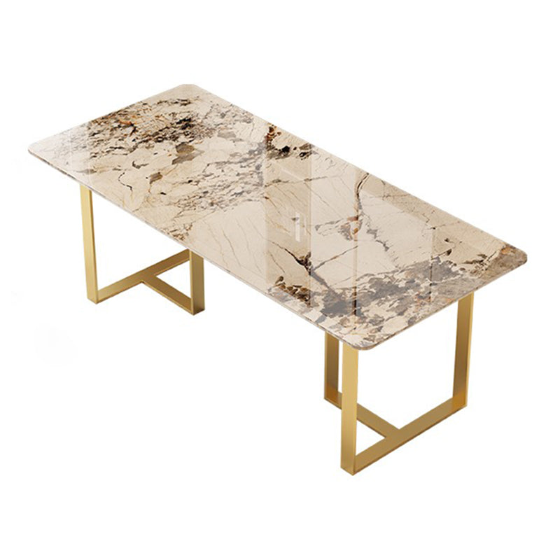 Metal Mesa Rectangular de Luxury Metal Mesa de interior de piedra sinterizada con base de trineo