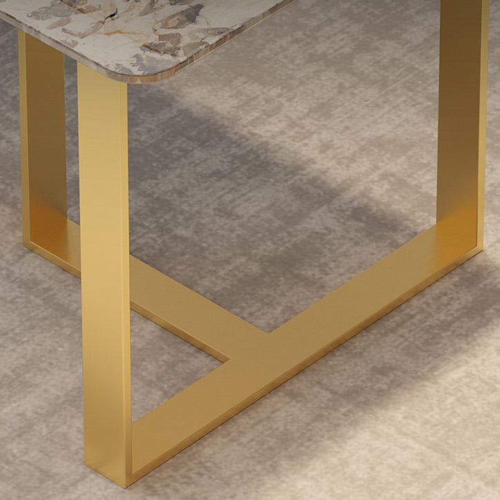 Metal Mesa Rectangular de Luxury Metal Mesa de interior de piedra sinterizada con base de trineo