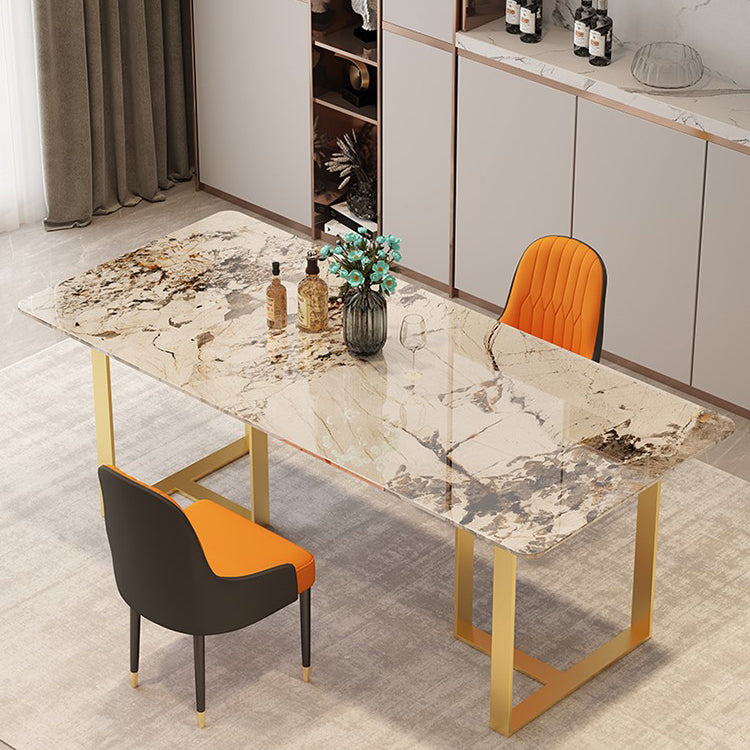 Metal Mesa Rectangular de Luxury Metal Mesa de interior de piedra sinterizada con base de trineo