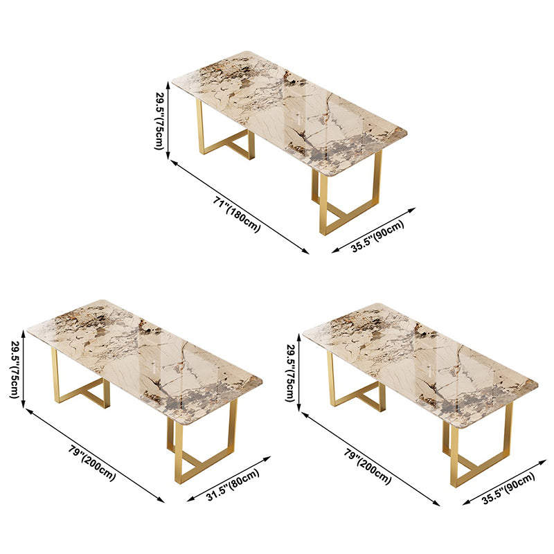 Metal Mesa Rectangular de Luxury Metal Mesa de interior de piedra sinterizada con base de trineo