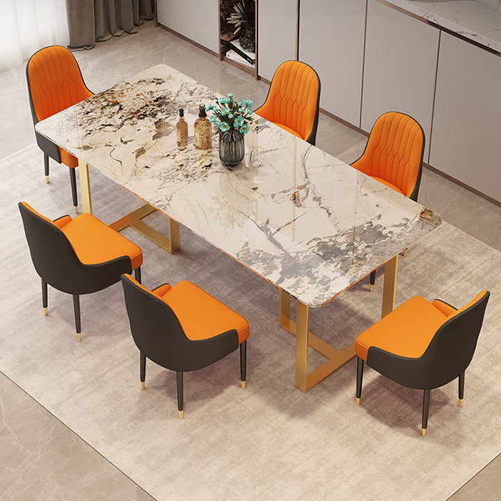 Metal Mesa Rectangular de Luxury Metal Mesa de interior de piedra sinterizada con base de trineo