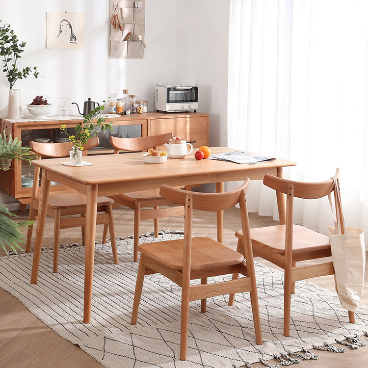 Mesa de comedor de 4 patas de estilo moderno, colección de comedor de madera maciza para interiores