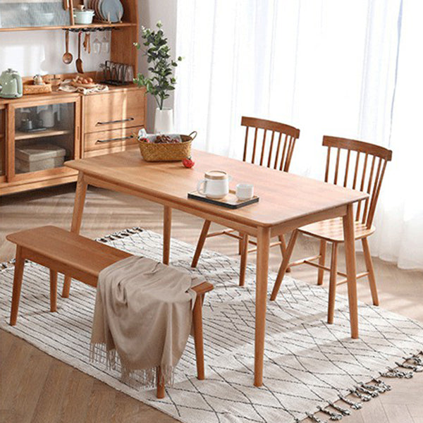 Mesa de comedor de 4 patas de estilo moderno, colección de comedor de madera maciza para interiores