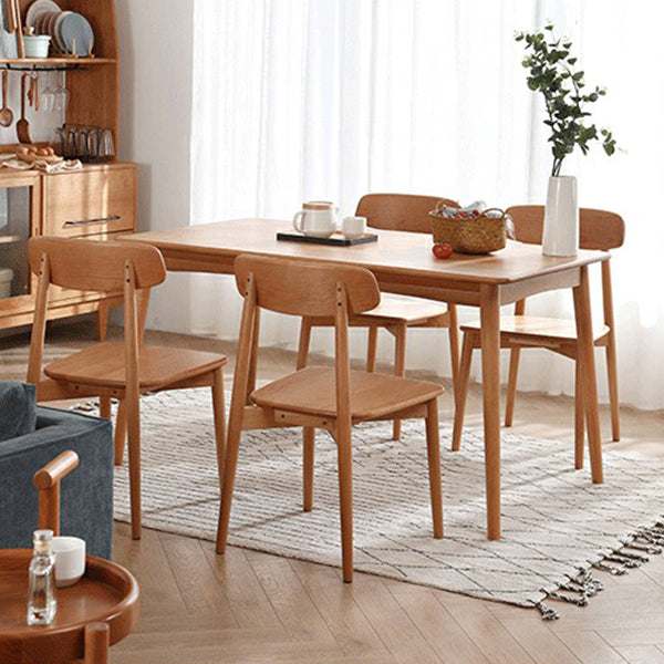 Mesa de comedor de 4 patas de estilo moderno, colección de comedor de madera maciza para interiores