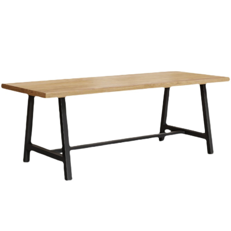 Industriële vaste houten rechthoek dineren kaki standaard eettafel met schroefbasis