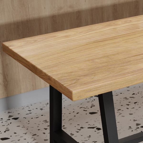 Industriële vaste houten rechthoek dineren kaki standaard eettafel met schroefbasis