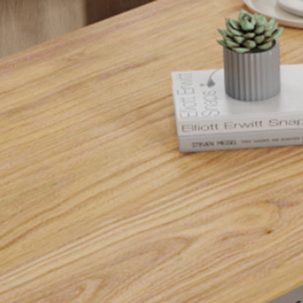 Industriële vaste houten rechthoek dineren kaki standaard eettafel met schroefbasis