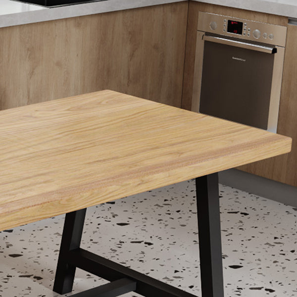 Industriële vaste houten rechthoek dineren kaki standaard eettafel met schroefbasis