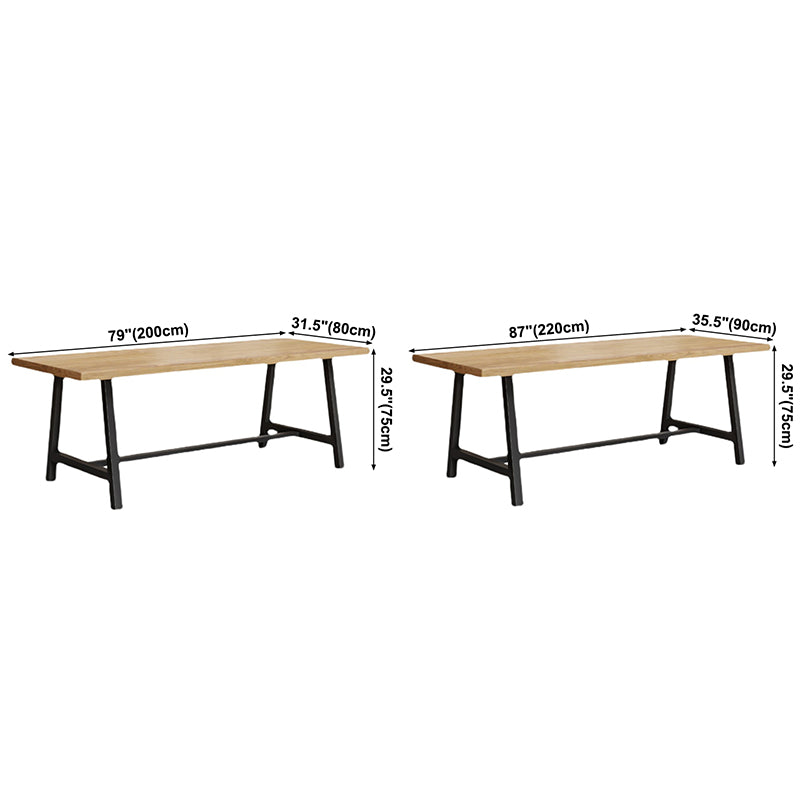 Industriële vaste houten rechthoek dineren kaki standaard eettafel met schroefbasis