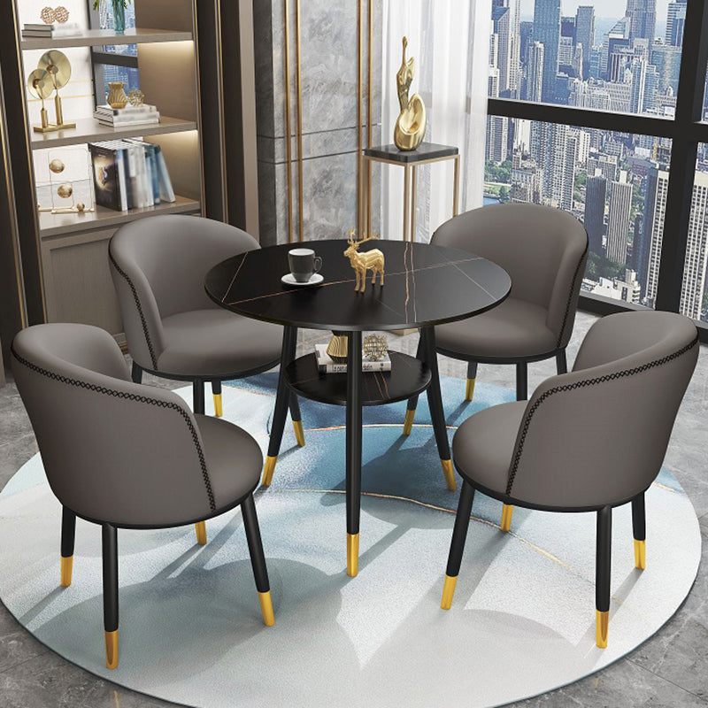 Traditioneller Luxusstil Sintered Stone Esstisch rund 3 Beine Tisch