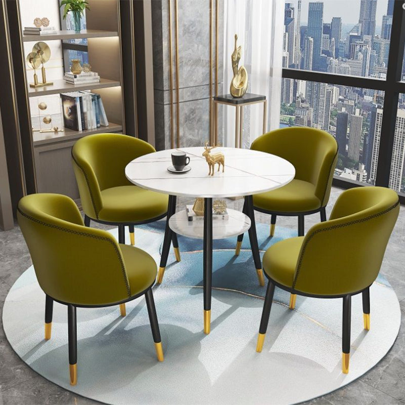 Traditioneller Luxusstil Sintered Stone Esstisch rund 3 Beine Tisch